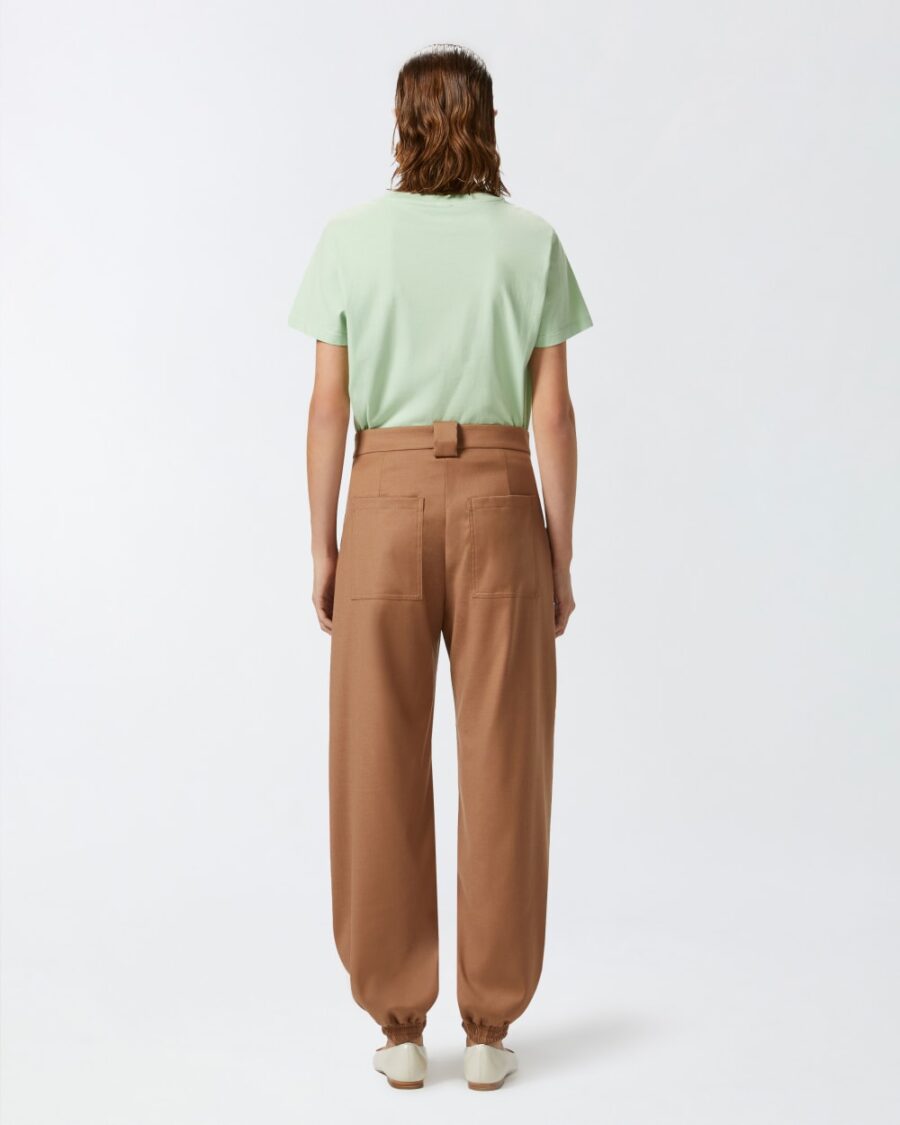 Flannel utility trousers with elasticated hem detail - Image 5