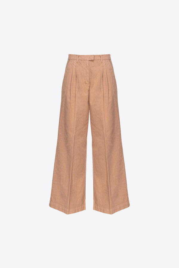 Pantaloni wide-leg in tessuto cavallery beige bruno fulvo
