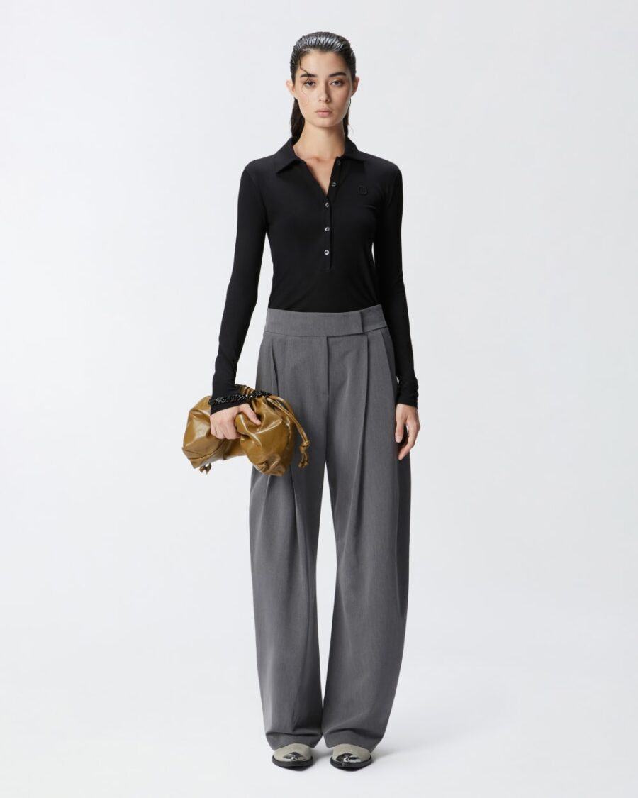 Pantaloni wide-leg sartoriali con pinces grigio excalibur