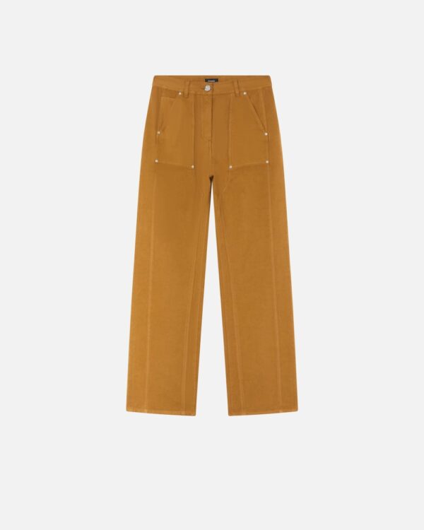 Pantaloni workwear in tela bronzo