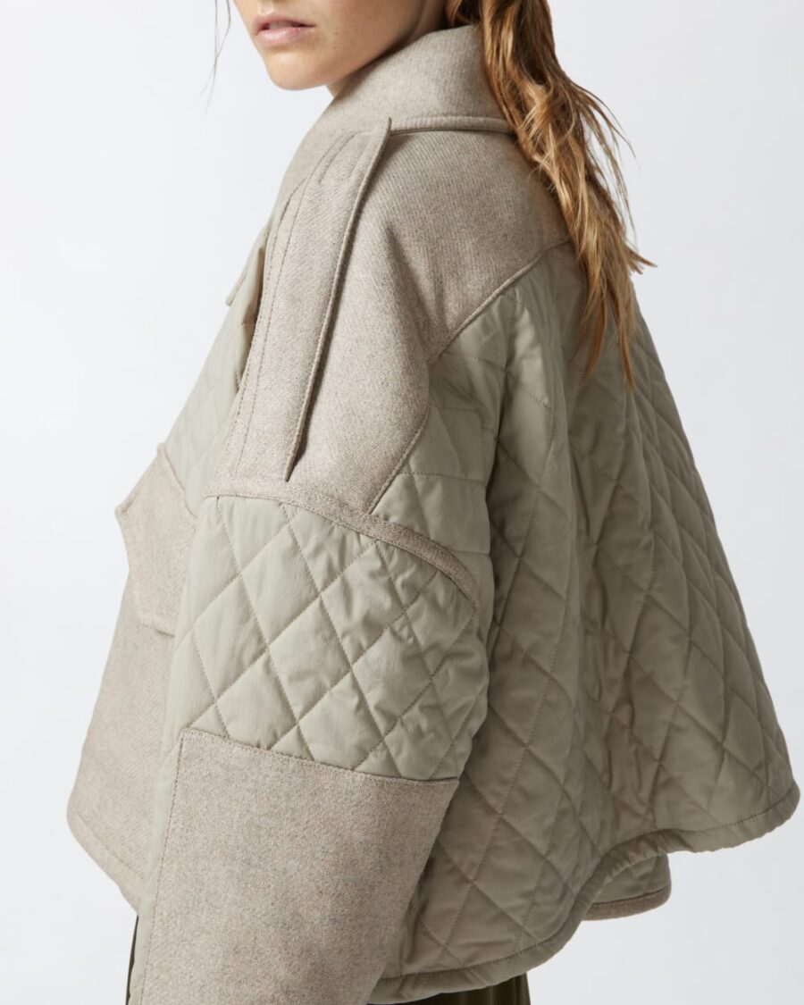Parka corto trapuntato con inserti in feltro - immagine 6