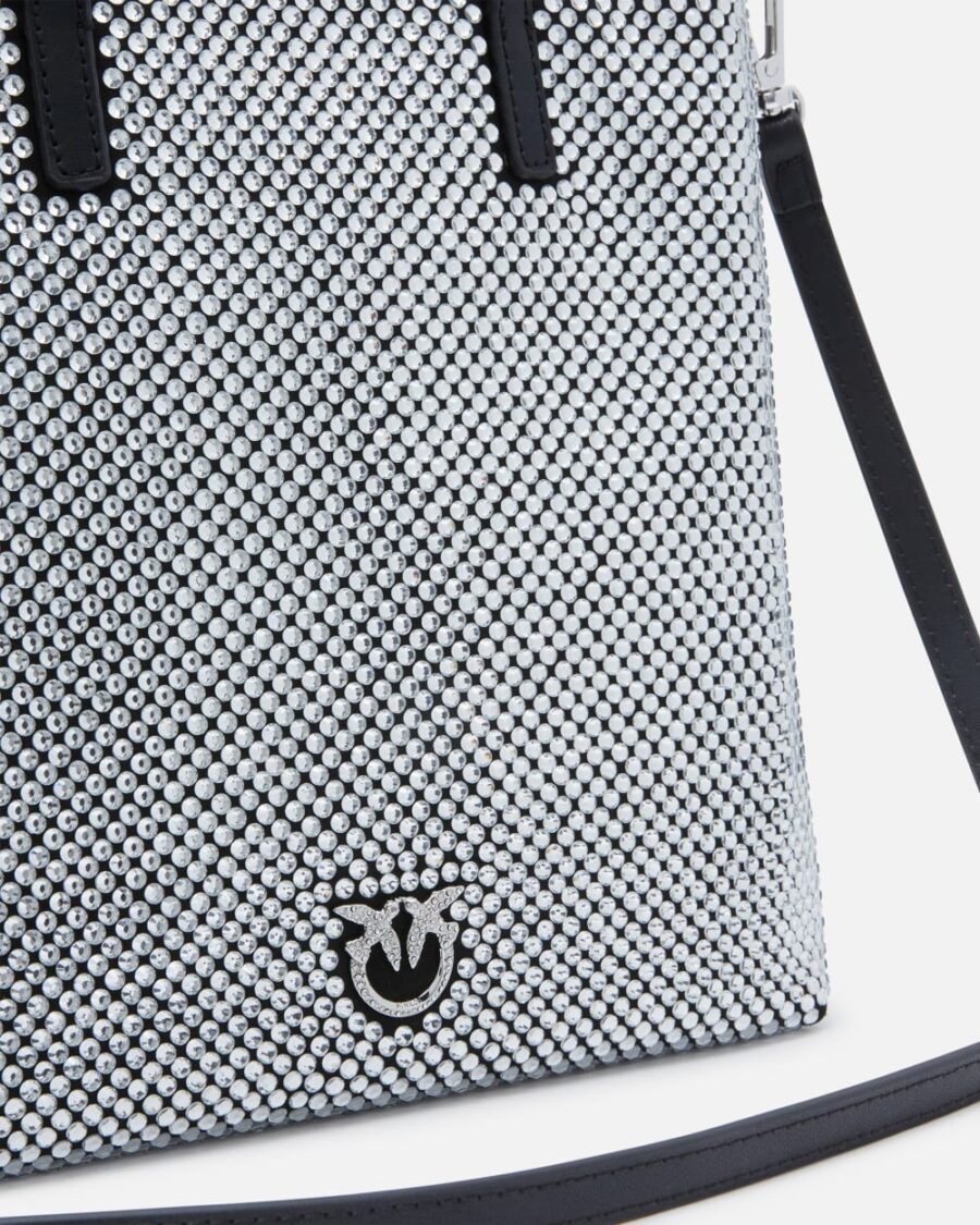 Piccola borsa shopper strass gioiello con tracolla - immagine 3