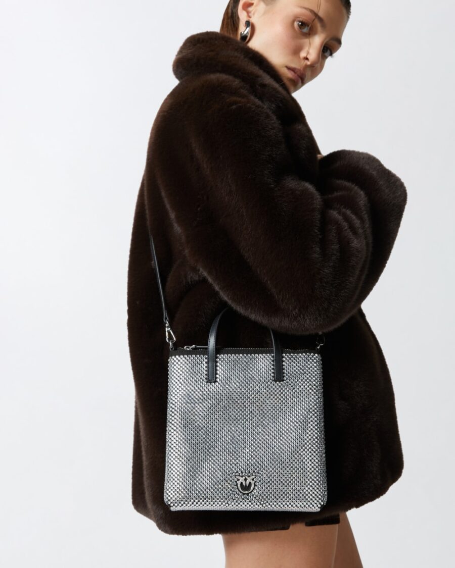 Piccola borsa shopper strass gioiello con tracolla - immagine 6