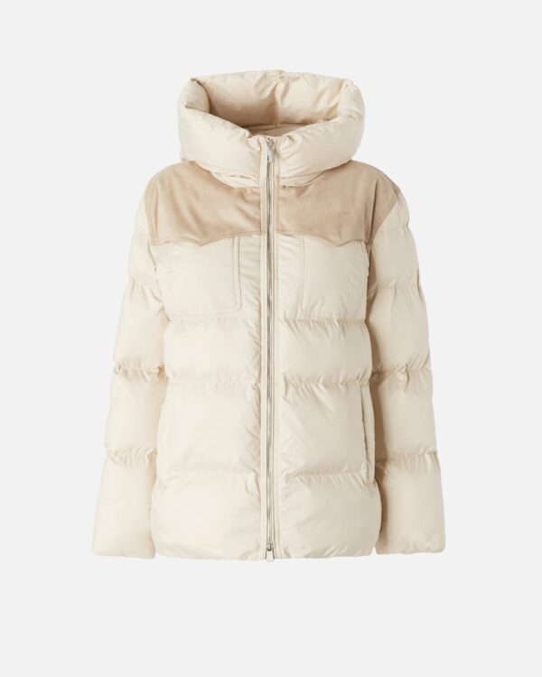 Padded cropped puffer jacket with canvas insert grigio ostrica