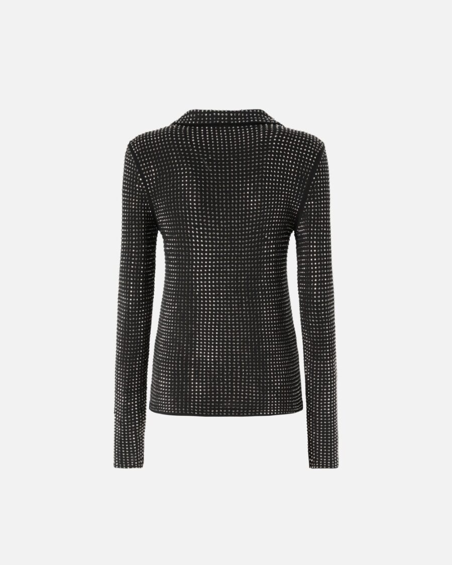 Long-sleeved polo with rhinestones - Image 2