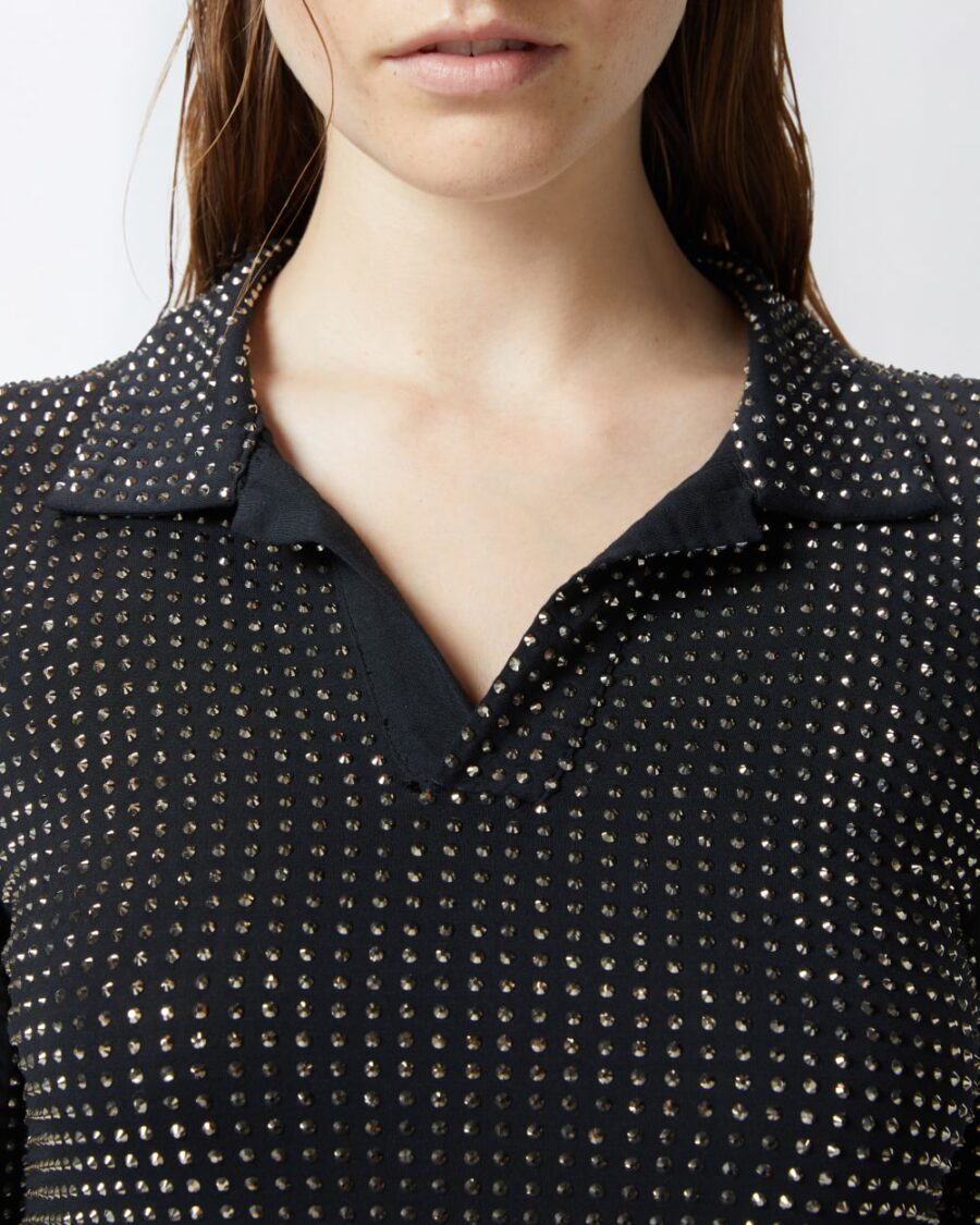 Long-sleeved polo with rhinestones - Image 6