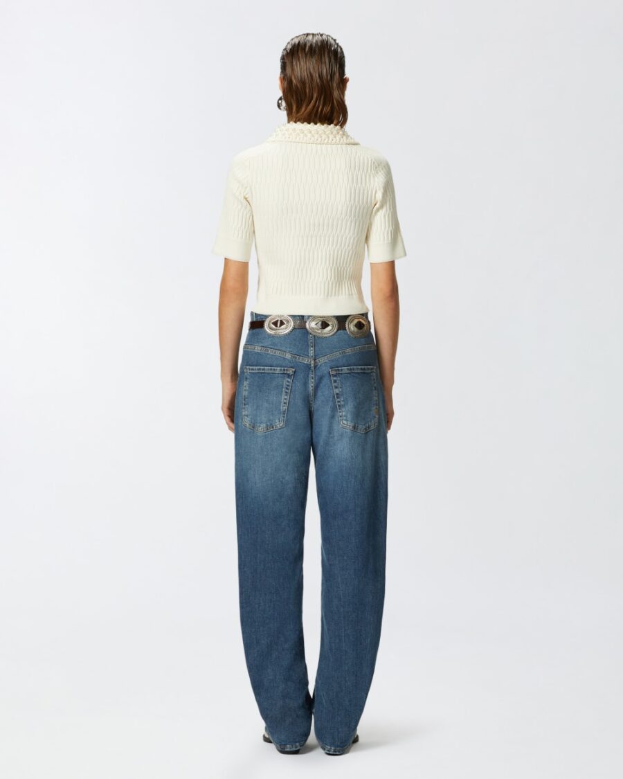 Short knit polo with beaded crocheted collar - Image 5