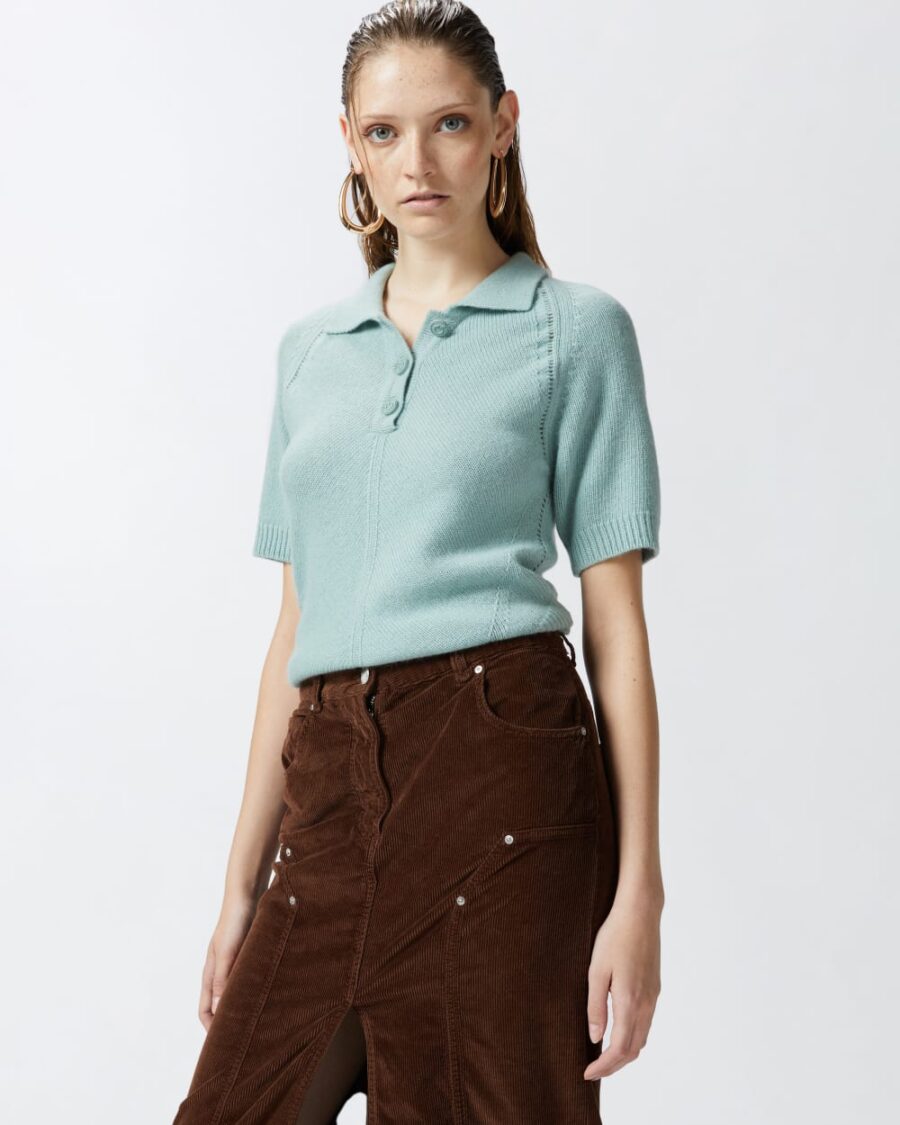 Polo in maglia di misto lana e cachemire feldispato