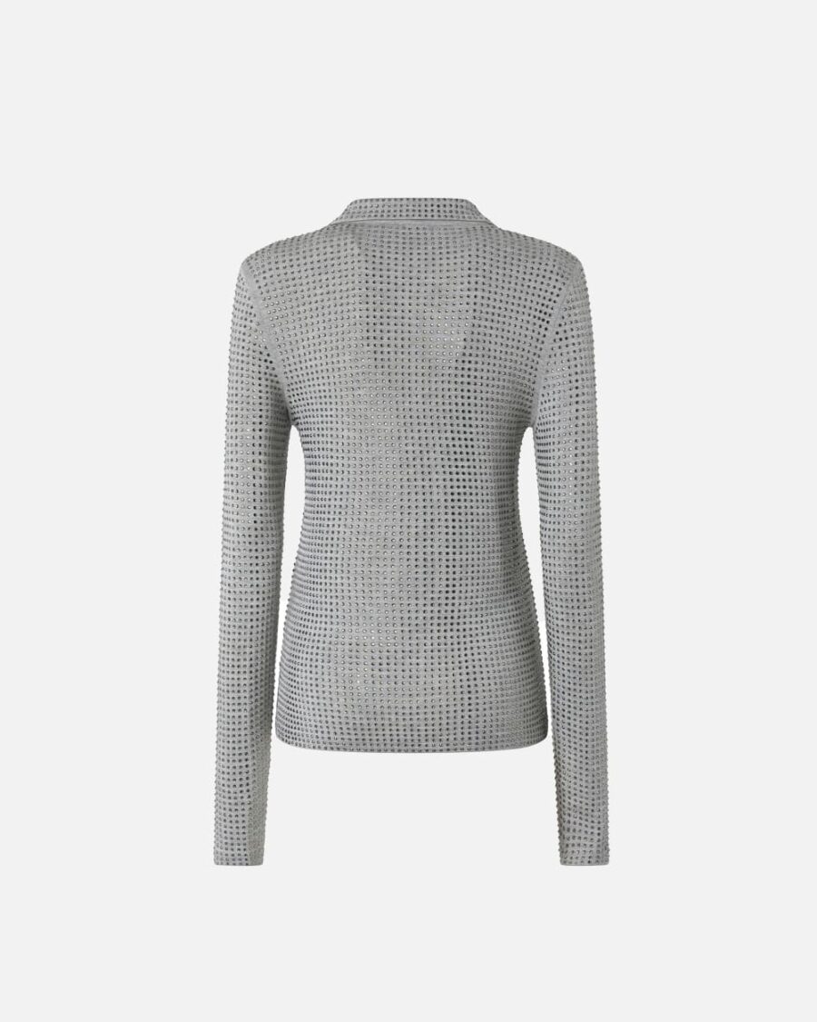 Polo maniche lunghe jersey con strass - immagine 2