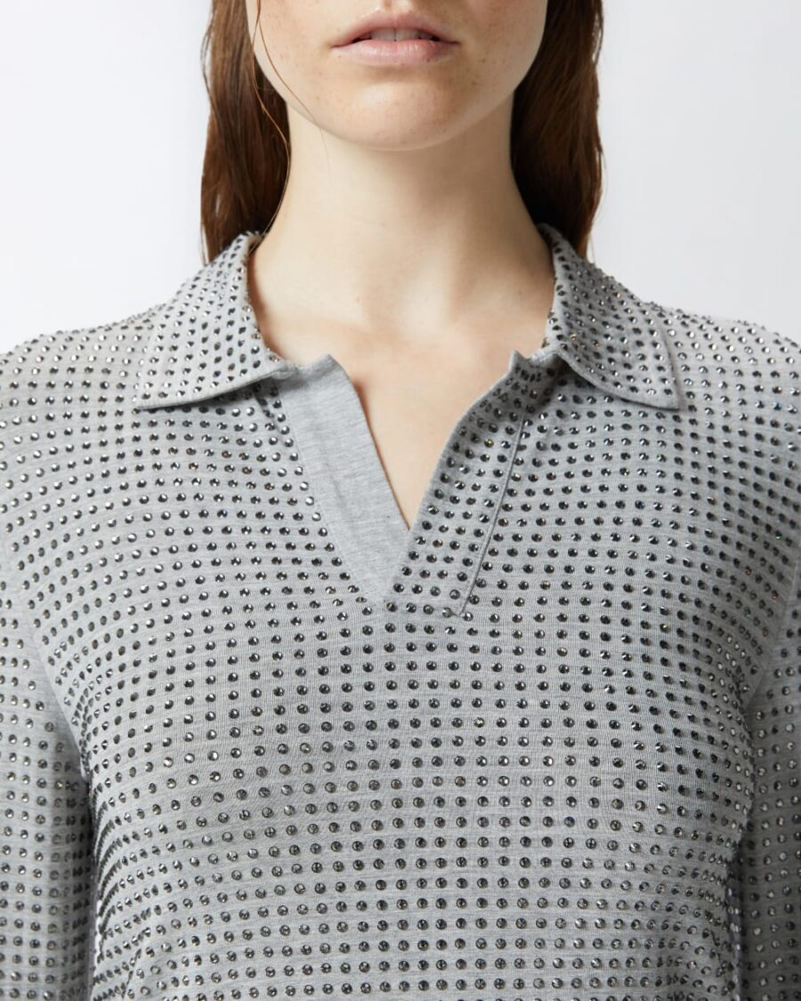 Polo maniche lunghe jersey con strass - immagine 6