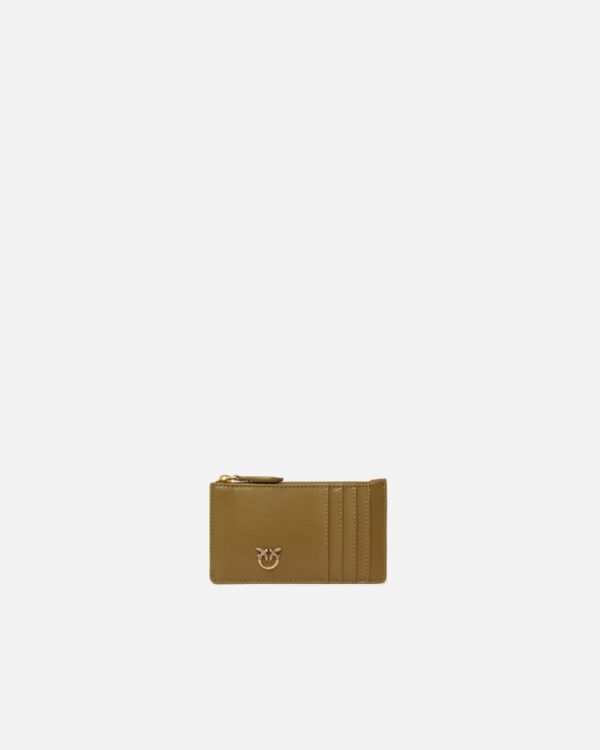 Zipped chevron-patterned card holder piantagione e antique gold