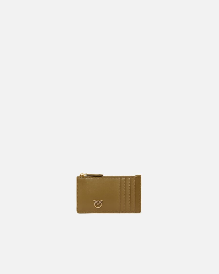 Zipped chevron-patterned card holder piantagione e antique gold