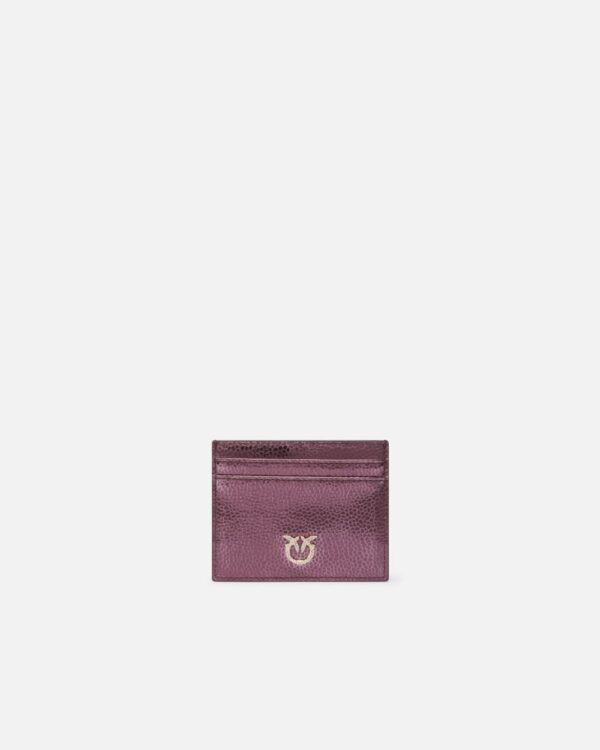 Metallic leather card holder marrone metallizzato e oro