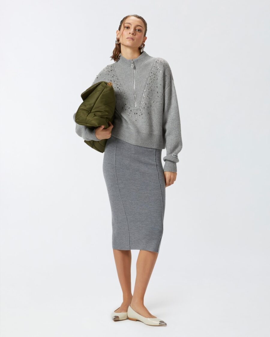 Pullover con zip e cristalli davanti - immagine 4