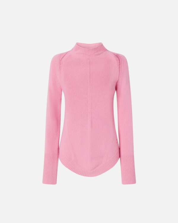 Pullover in maglia di misto cachemire collo alto rosa cachemire