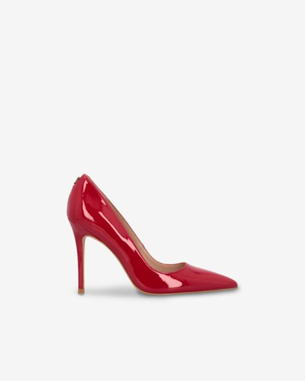 Scarpe décolleté lucide con tacco rosso