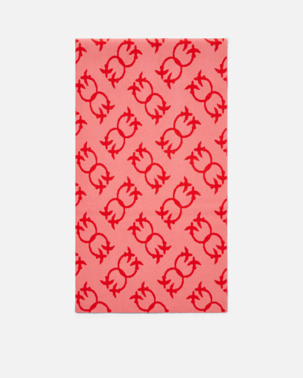 Sciarpa misto cachemire disegno Monogram rosa e rosso