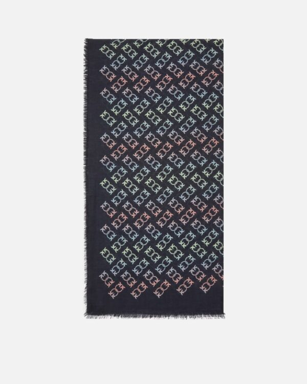 Sciarpa misto cachemire stampa Monogram nero e multicolor