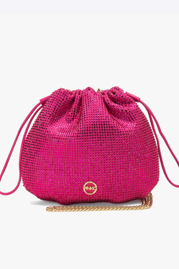 Secchiello con strass magenta e shiny gold