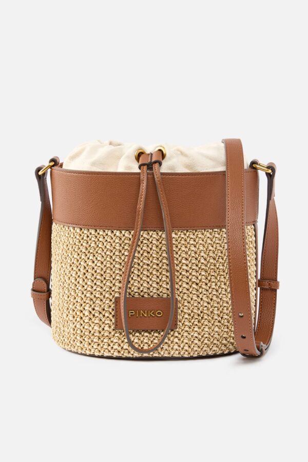 Secchiello Mini naturale e cuoio e antique gold