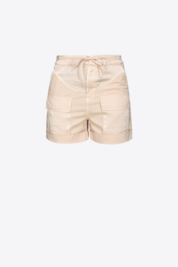 Shorts fluidi con maxi tasche beige e farina avena