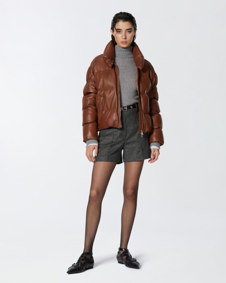 Shorts sartoriali con texture nero e grigio