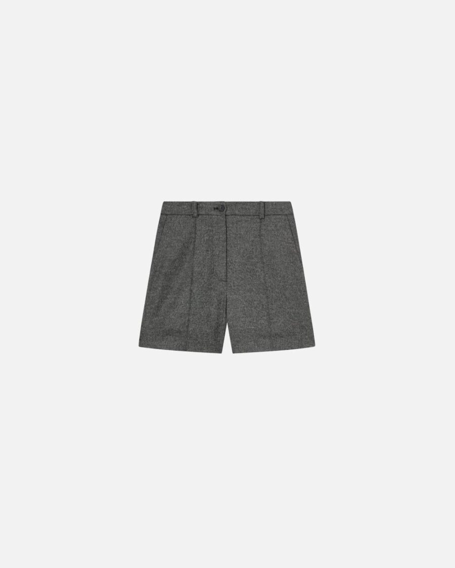 Shorts sartoriali con texture nero e grigio