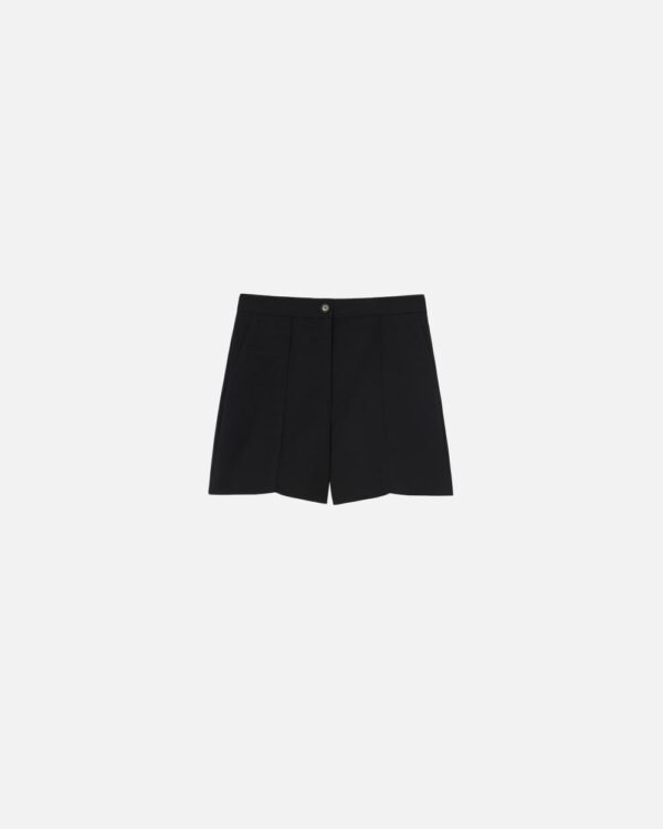 Shorts sartoriali in twill di lana con piega nero limousine