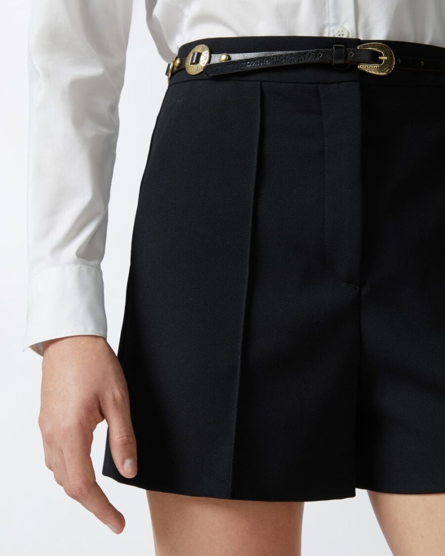 Tailored wool twill shorts with crease detail - Image 6