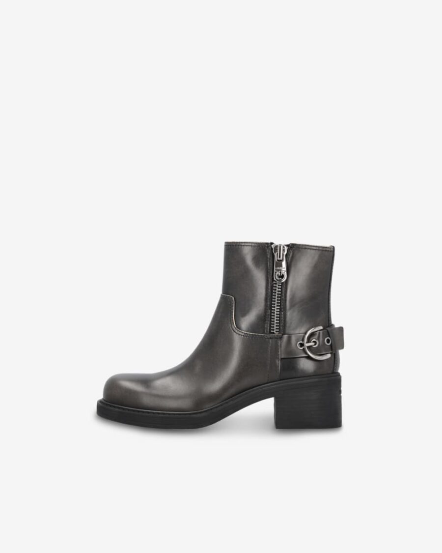 Leather biker-style ankle boots with buckles - Image 4