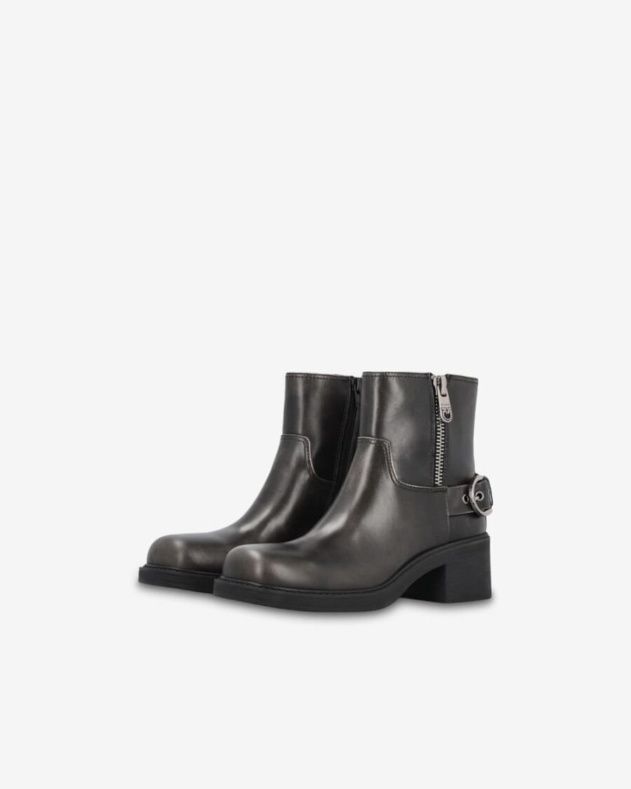 Leather biker-style ankle boots with buckles - Image 5