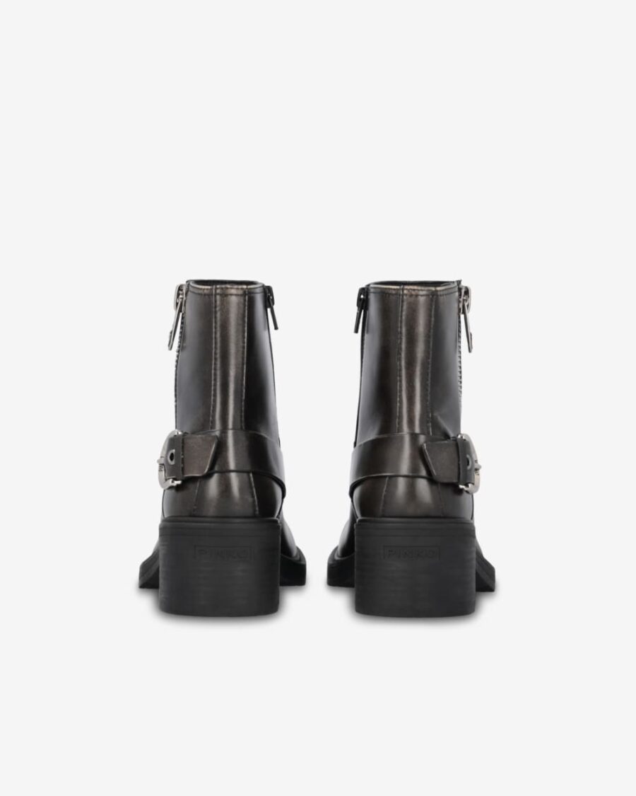 Leather biker-style ankle boots with buckles - Image 6