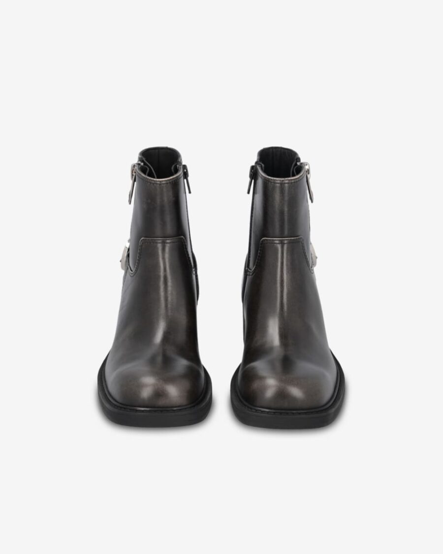 Leather biker-style ankle boots with buckles - Image 7