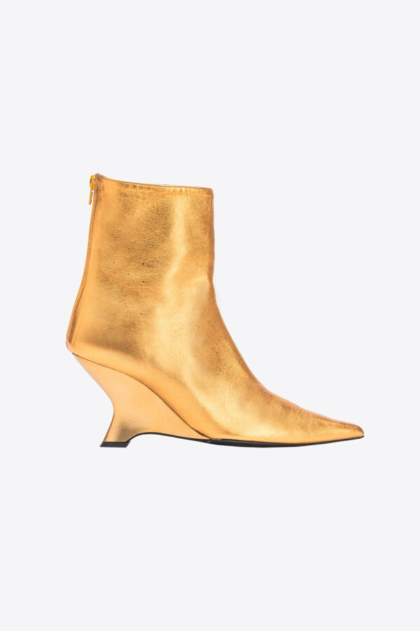 Stivaletti in pelle laminata oro