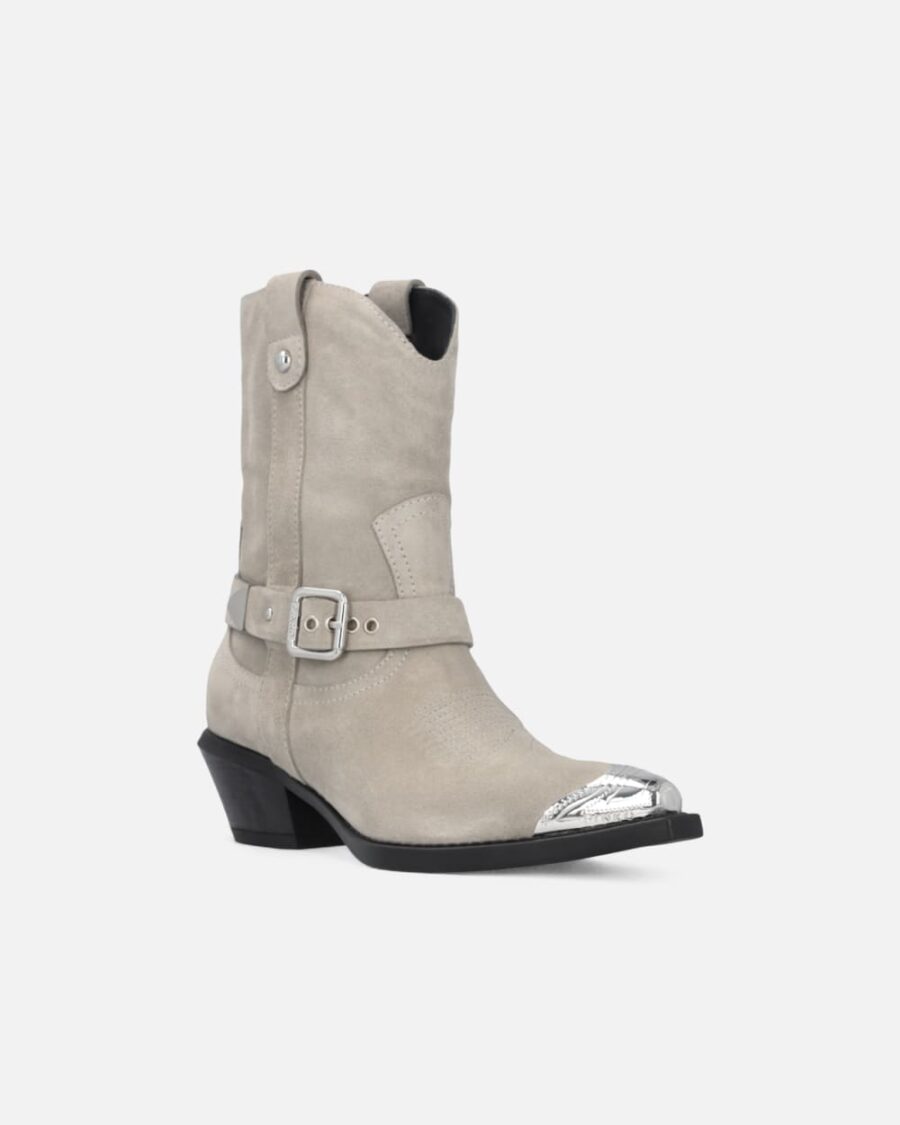 Stivaletti texani in suede con punta in metallo - immagine 2