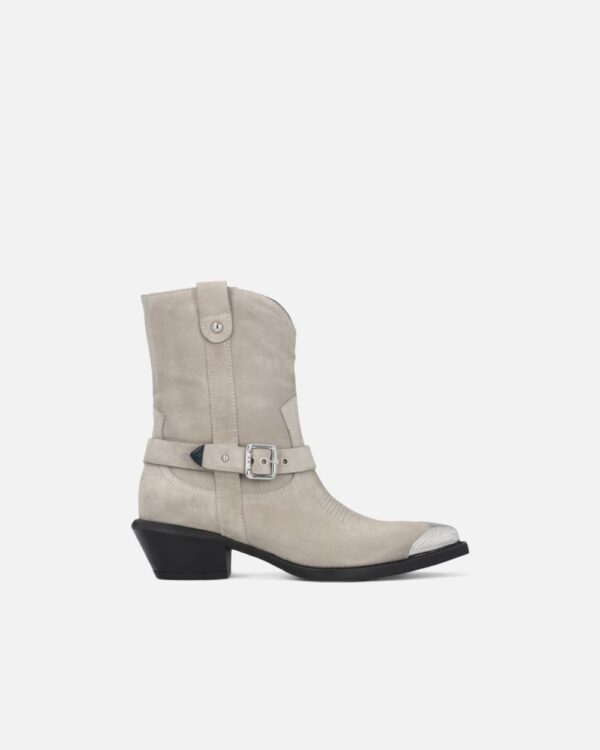 Stivaletti texani in suede con punta in metallo sabbia