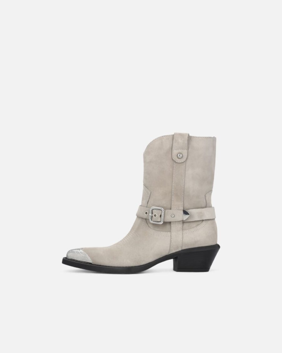 Stivaletti texani in suede con punta in metallo - immagine 5