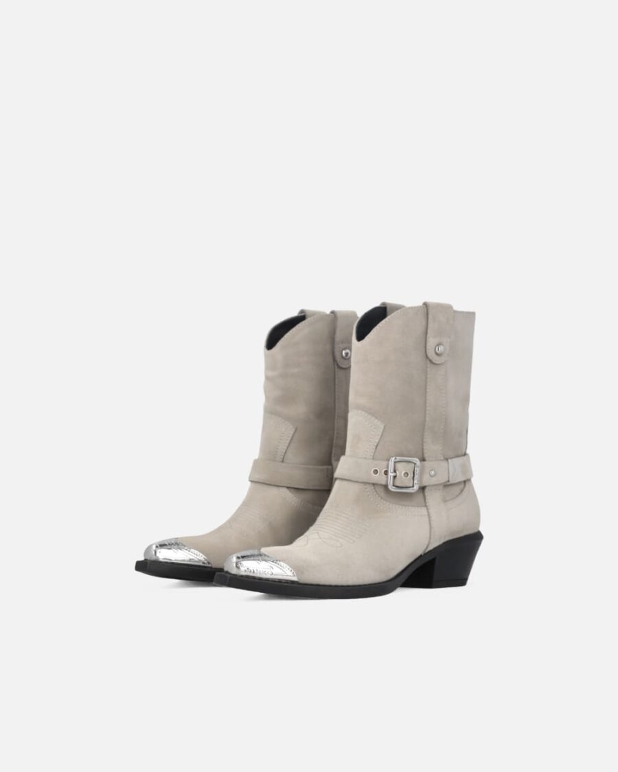 Stivaletti texani in suede con punta in metallo - immagine 6
