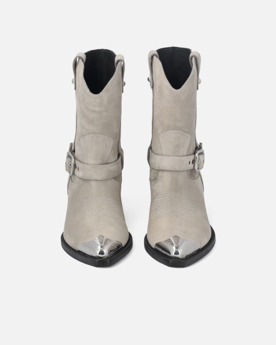 Stivaletti texani in suede con punta in metallo - immagine 8