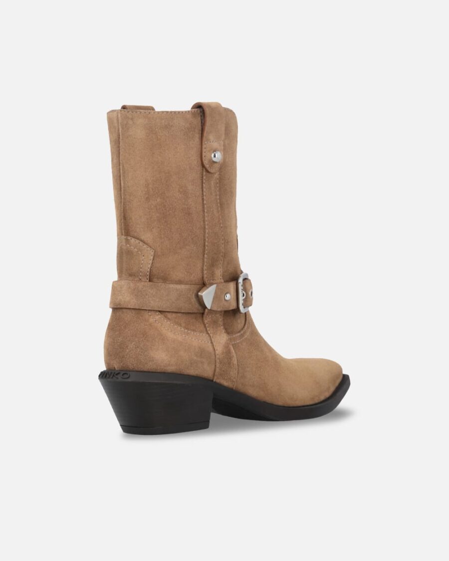 Stivaletti texani in suede con tacco - immagine 3