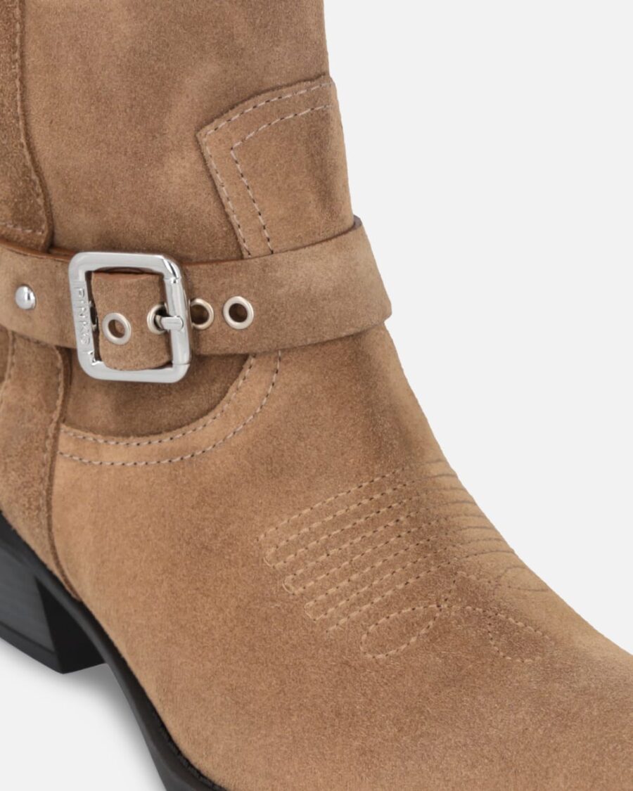 Stivaletti texani in suede con tacco - immagine 4