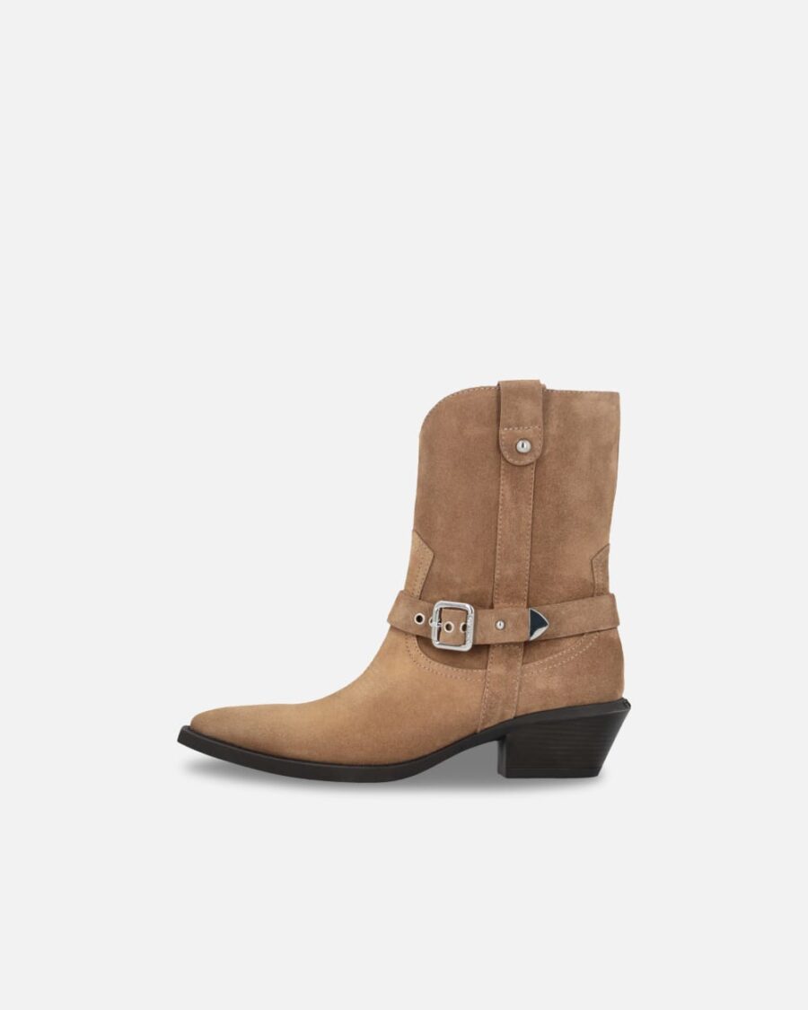 Stivaletti texani in suede con tacco - immagine 5