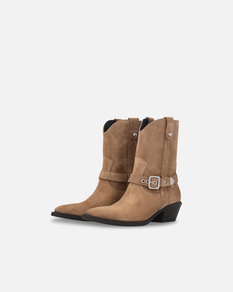 Stivaletti texani in suede con tacco - immagine 6