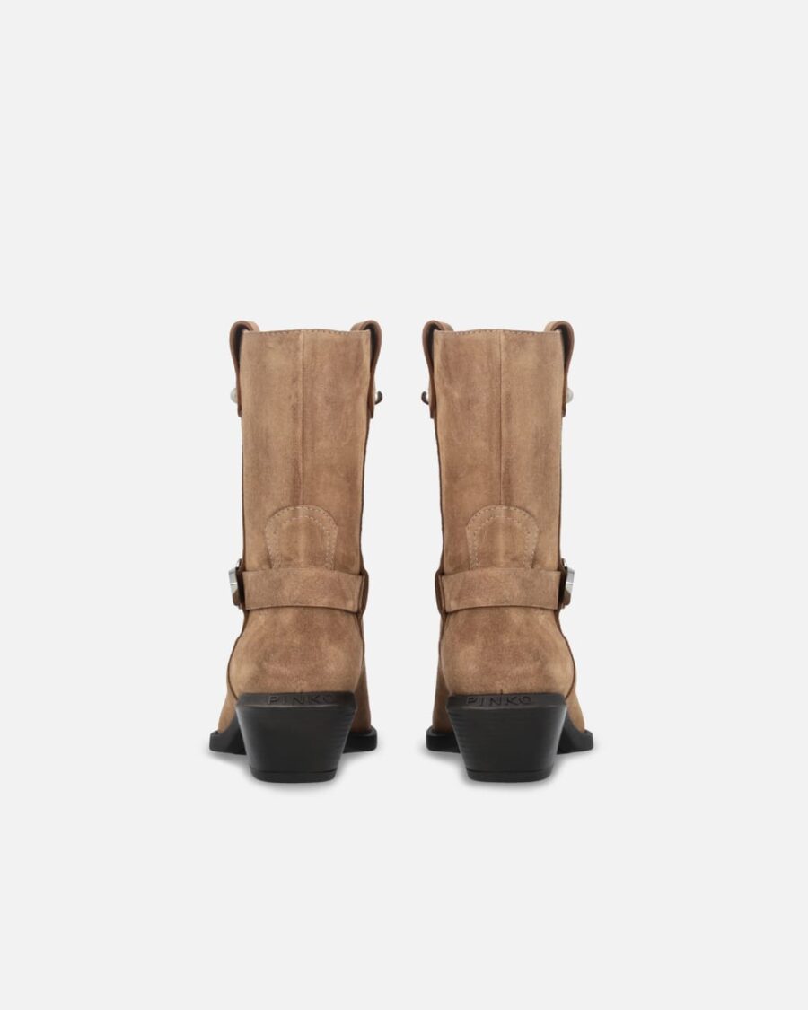 Stivaletti texani in suede con tacco - immagine 7