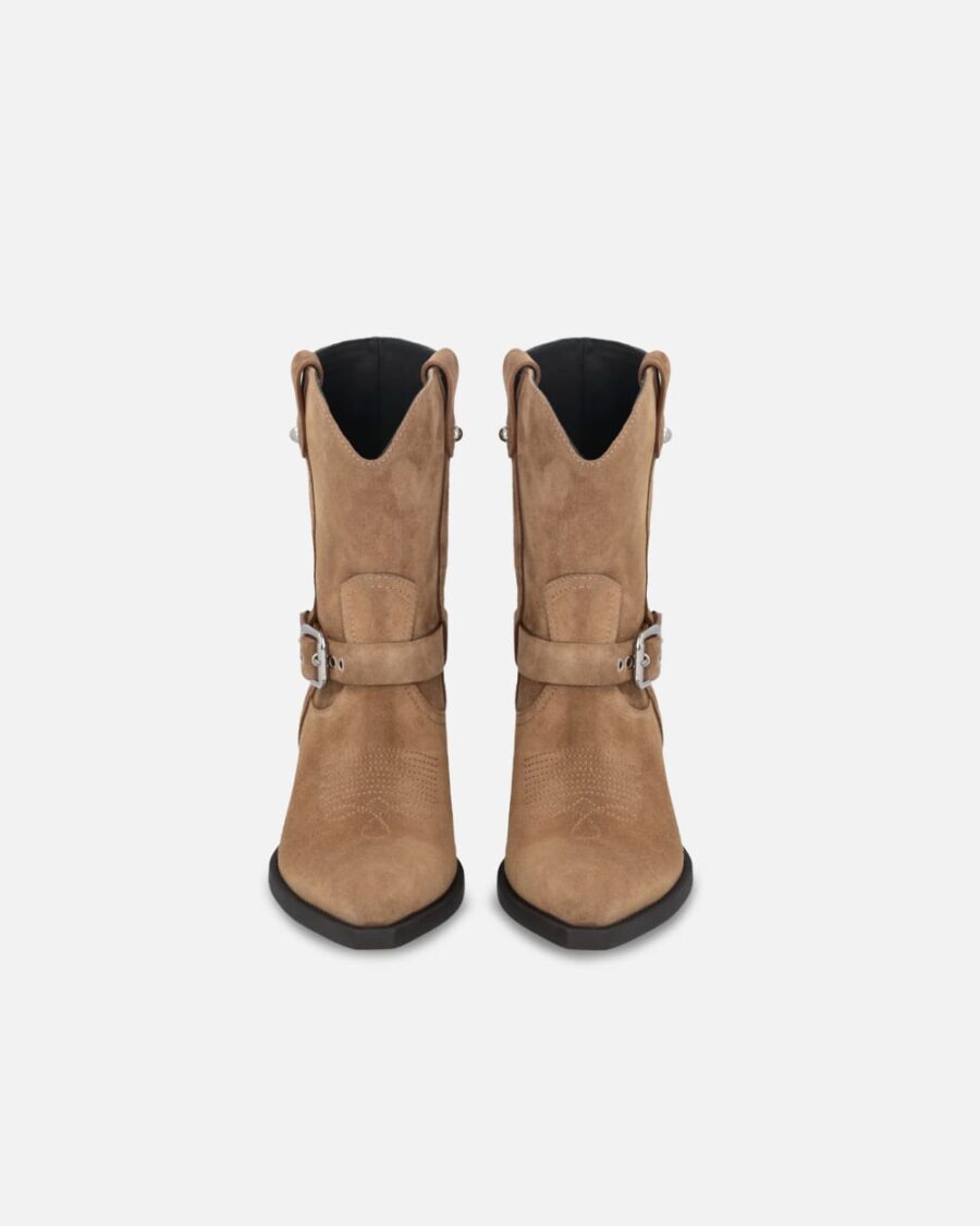Stivaletti texani in suede con tacco - immagine 8