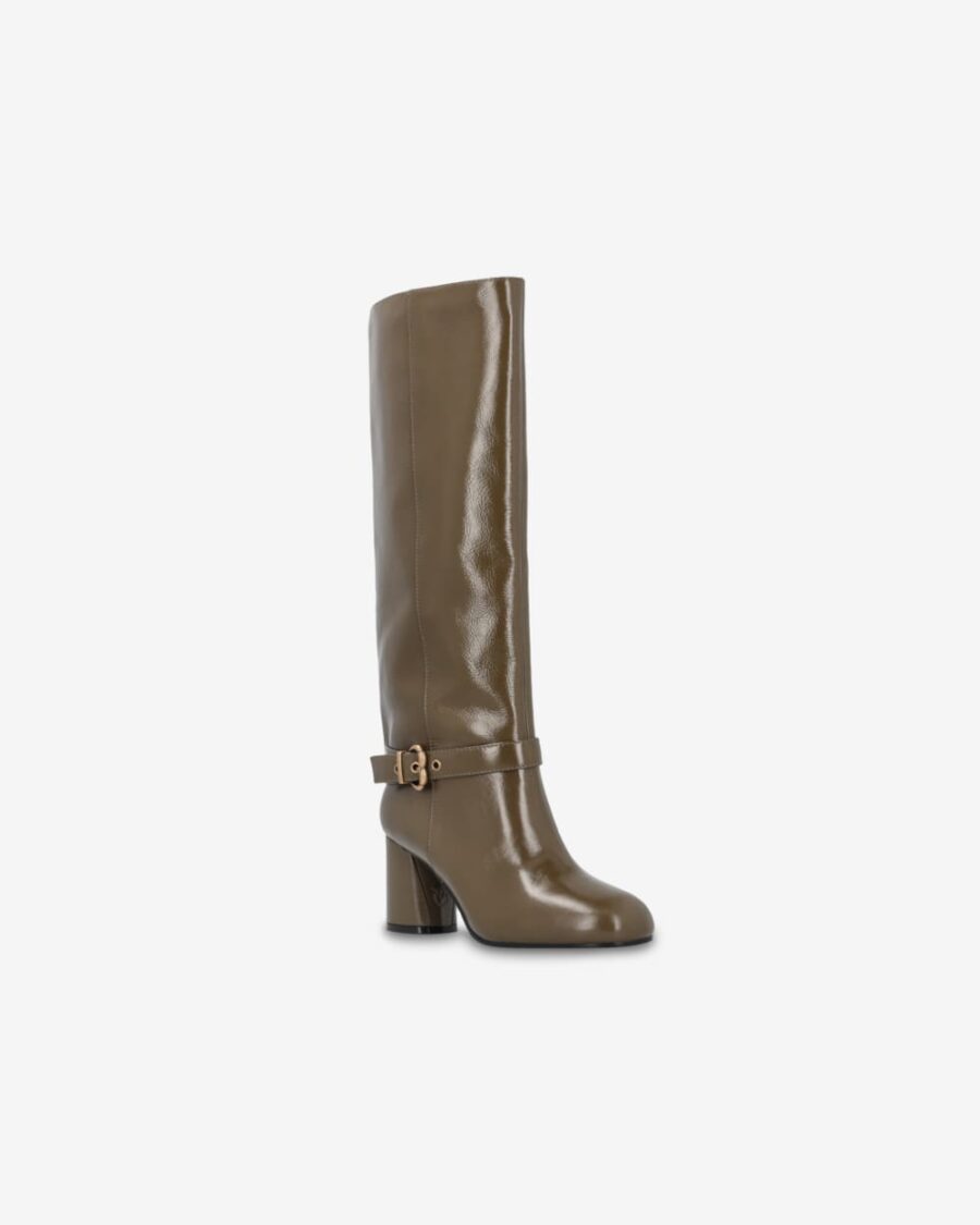 Stivali alti con tacco in nappa bright - immagine 2