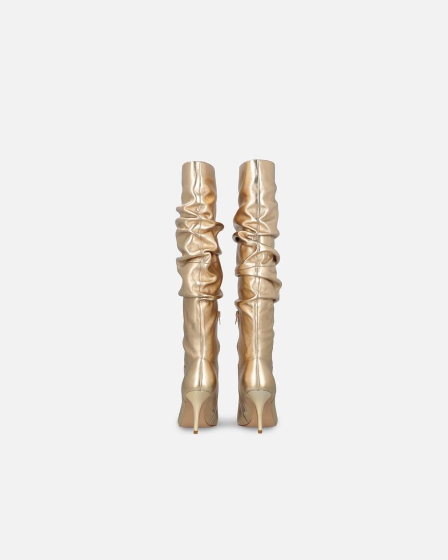 Heeled high boots in golden nappa leather - Image 7