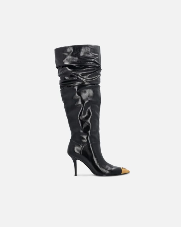 Nappa leather boots with metal toe nero limousine