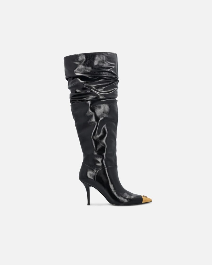 Nappa leather boots with metal toe nero limousine