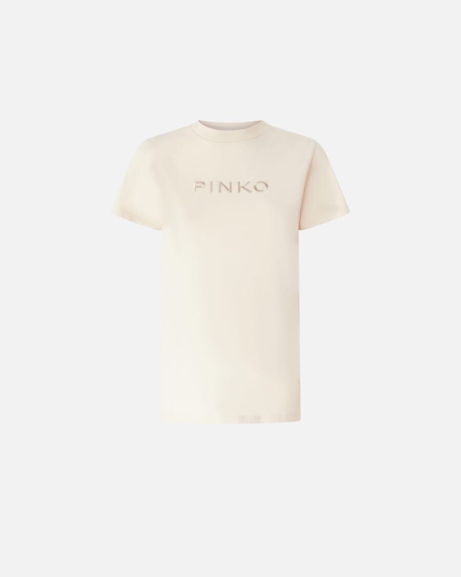 T-shirt logo effetto ricamato bianco brill.